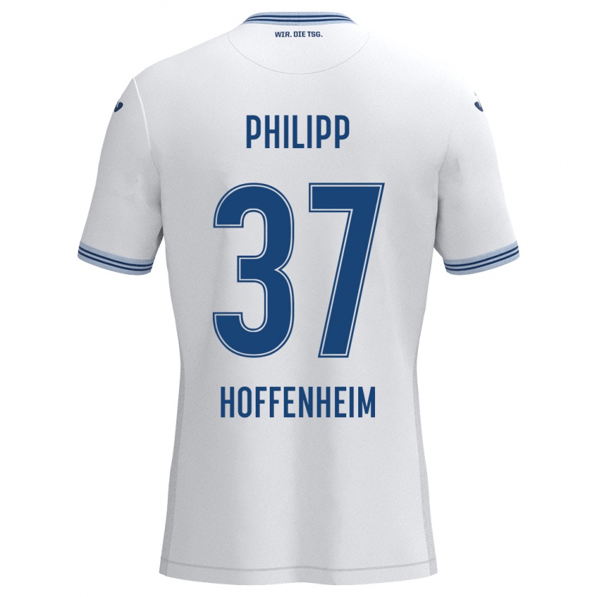 Gyermek Luca Philipp #37 Fehér Kék Idegenbeli Jersey 2024/25 Mez Póló Ing