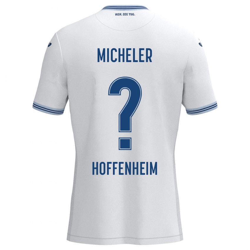 Gyermek Florian Micheler #0 Fehér Kék Idegenbeli Jersey 2024/25 Mez Póló Ing