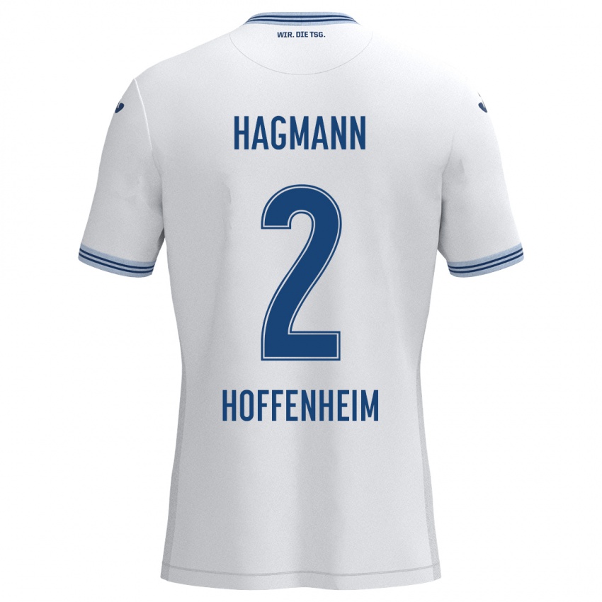 Gyermek Felix Hagmann #2 Fehér Kék Idegenbeli Jersey 2024/25 Mez Póló Ing