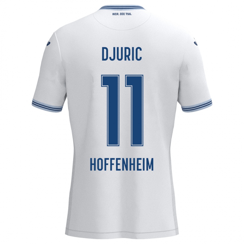 Gyermek Luka Djuric #11 Fehér Kék Idegenbeli Jersey 2024/25 Mez Póló Ing