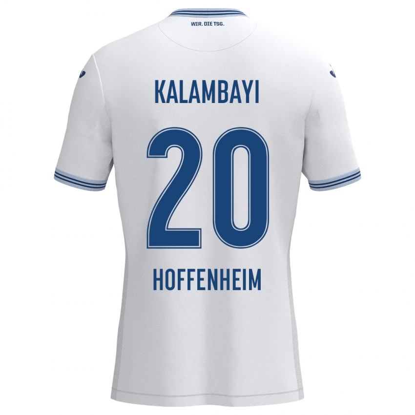 Gyermek Simon Kalambayi #20 Fehér Kék Idegenbeli Jersey 2024/25 Mez Póló Ing