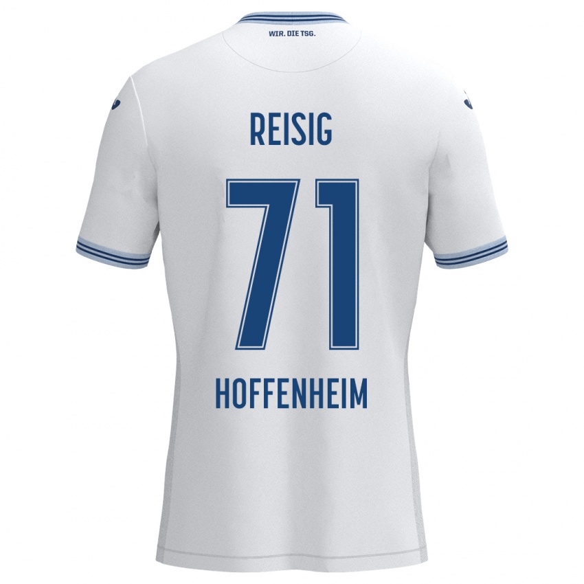 Gyermek Ruben Reisig #71 Fehér Kék Idegenbeli Jersey 2024/25 Mez Póló Ing