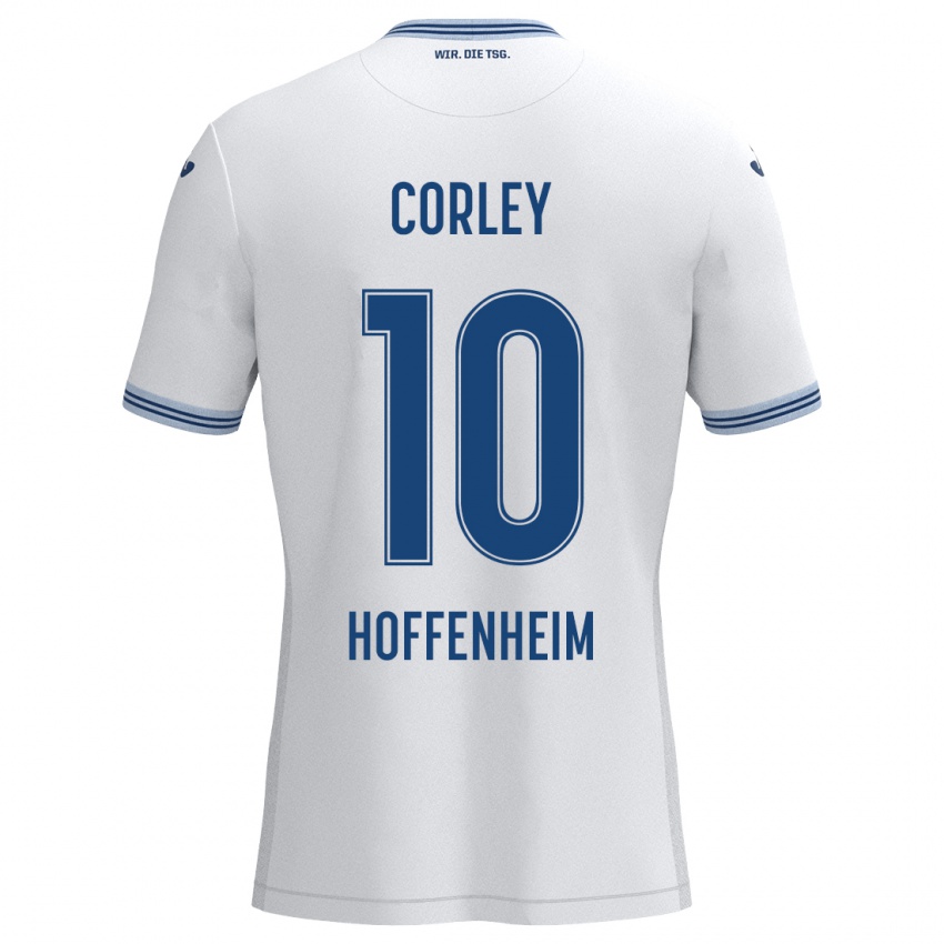 Gyermek Gia Corley #10 Fehér Kék Idegenbeli Jersey 2024/25 Mez Póló Ing