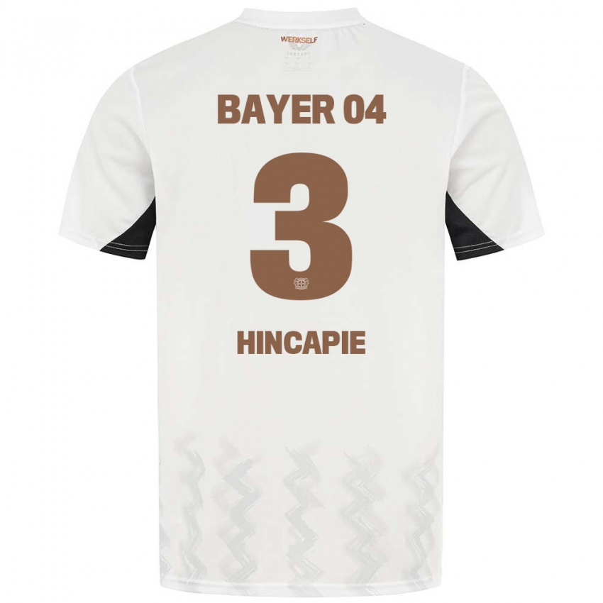 Gyermek Piero Hincapié #3 Fehér Fekete Idegenbeli Jersey 2024/25 Mez Póló Ing