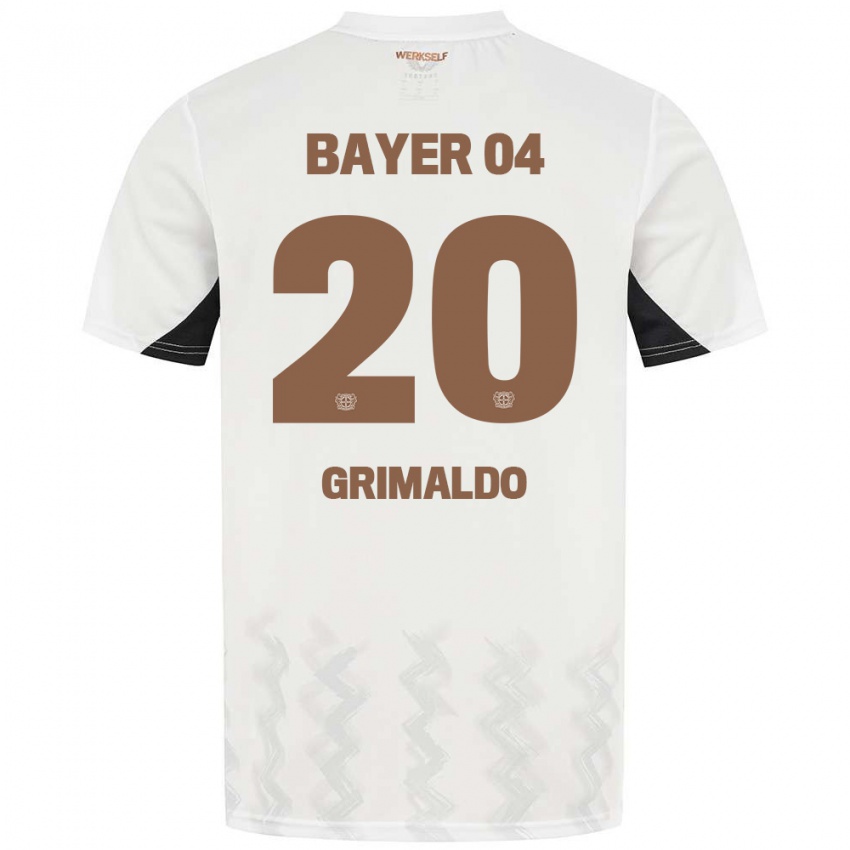 Gyermek Alejandro Grimaldo #20 Fehér Fekete Idegenbeli Jersey 2024/25 Mez Póló Ing