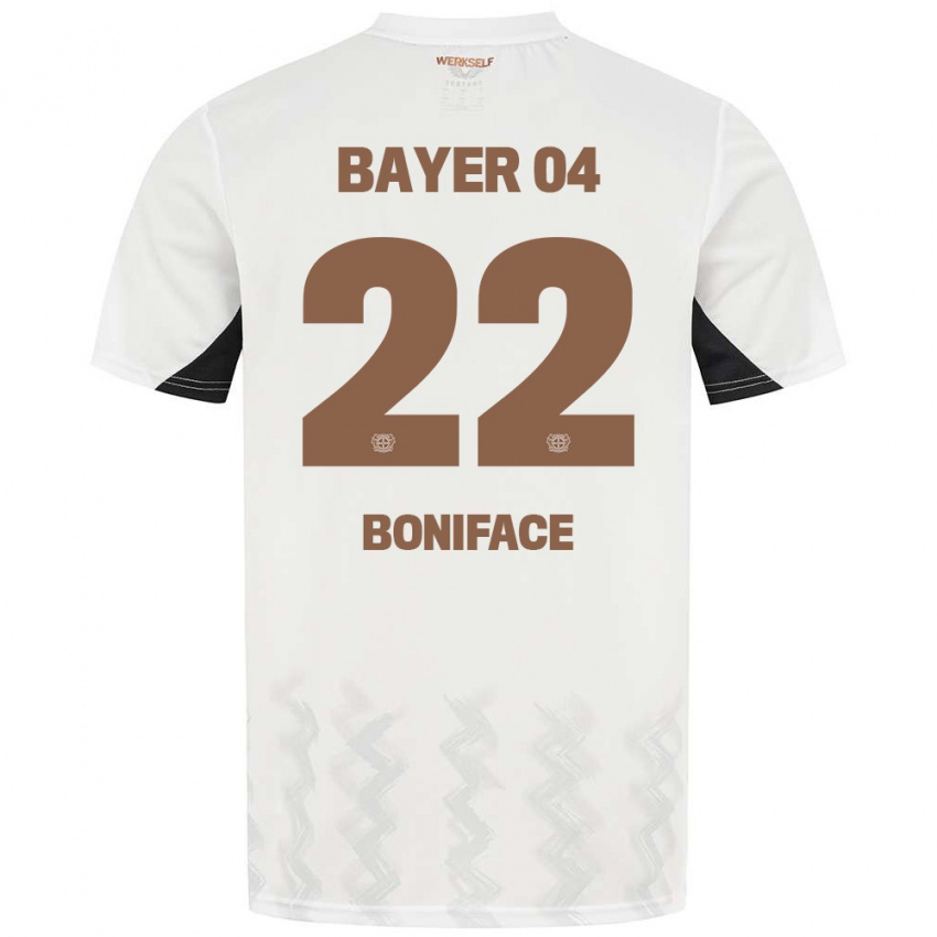 Gyermek Victor Boniface #22 Fehér Fekete Idegenbeli Jersey 2024/25 Mez Póló Ing