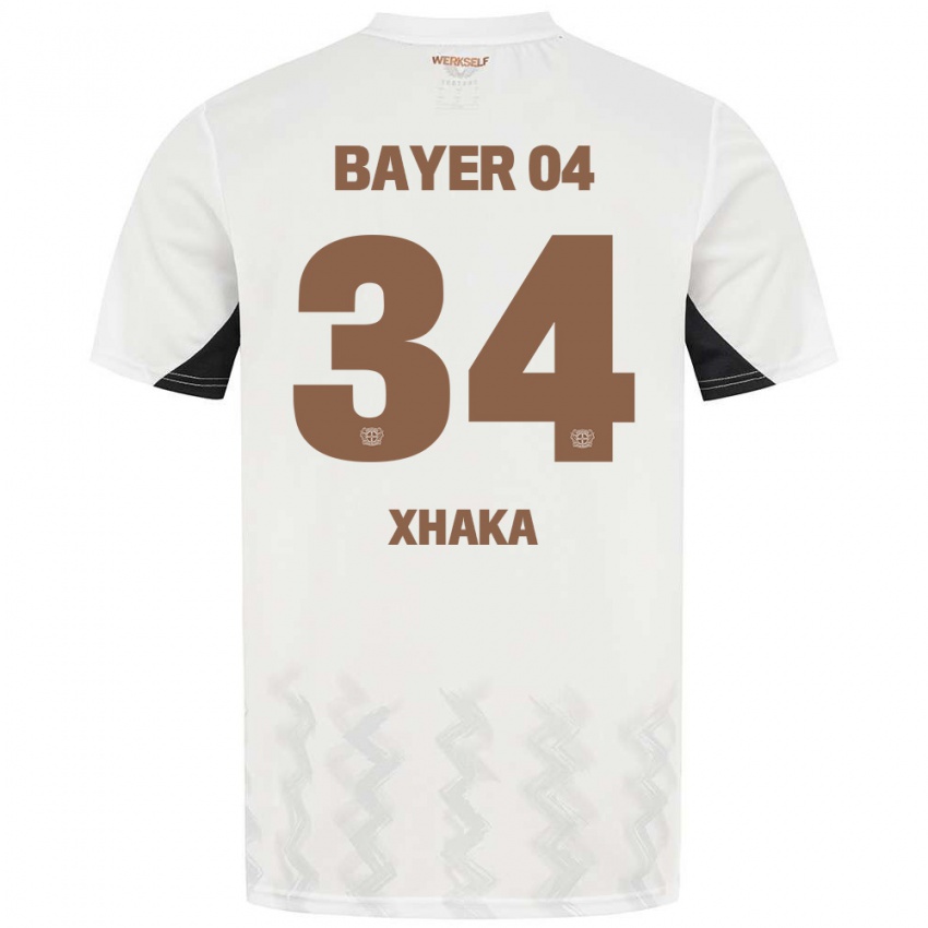 Gyermek Granit Xhaka #34 Fehér Fekete Idegenbeli Jersey 2024/25 Mez Póló Ing