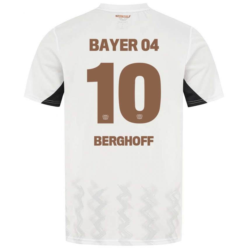 Gyermek Jonah Berghoff #10 Fehér Fekete Idegenbeli Jersey 2024/25 Mez Póló Ing