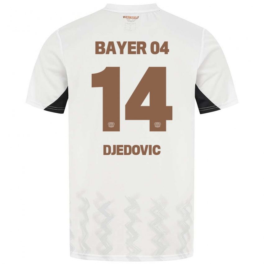 Gyermek Melis Djedovic #14 Fehér Fekete Idegenbeli Jersey 2024/25 Mez Póló Ing