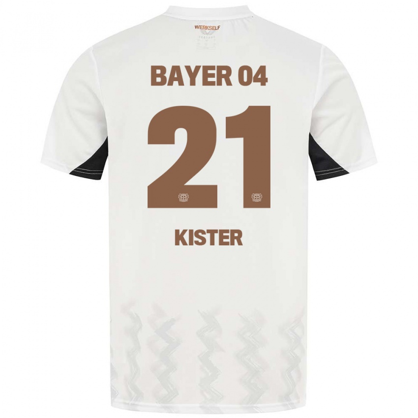 Gyermek Akim Kister #21 Fehér Fekete Idegenbeli Jersey 2024/25 Mez Póló Ing