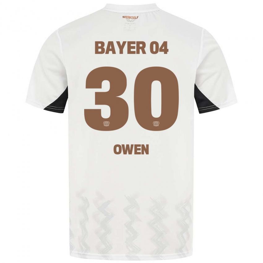 Gyermek Emmanuel Owen #30 Fehér Fekete Idegenbeli Jersey 2024/25 Mez Póló Ing