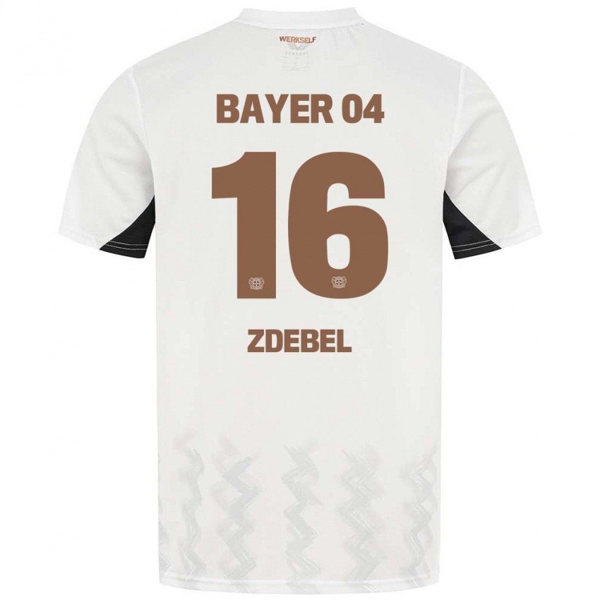 Gyermek Sofie Zdebel #16 Fehér Fekete Idegenbeli Jersey 2024/25 Mez Póló Ing