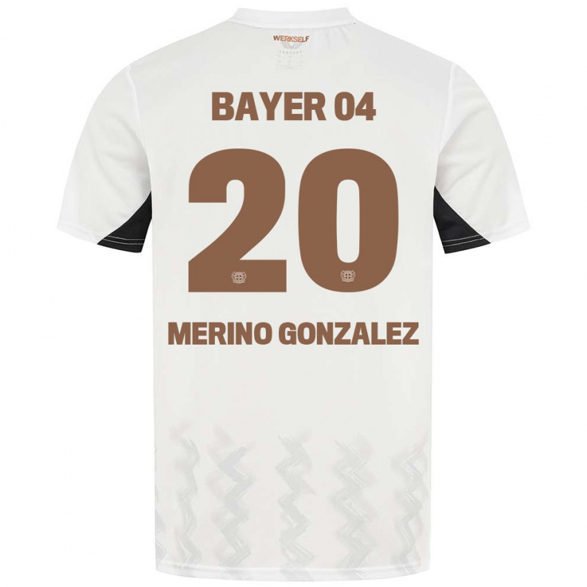 Gyermek Estrella Merino Gonzalez #20 Fehér Fekete Idegenbeli Jersey 2024/25 Mez Póló Ing