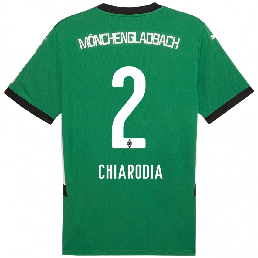 Gyermek Fabio Chiarodia #2 Zöld Fehér Idegenbeli Jersey 2024/25 Mez Póló Ing