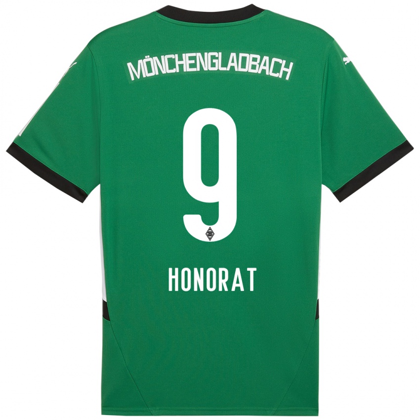 Gyermek Franck Honorat #9 Zöld Fehér Idegenbeli Jersey 2024/25 Mez Póló Ing