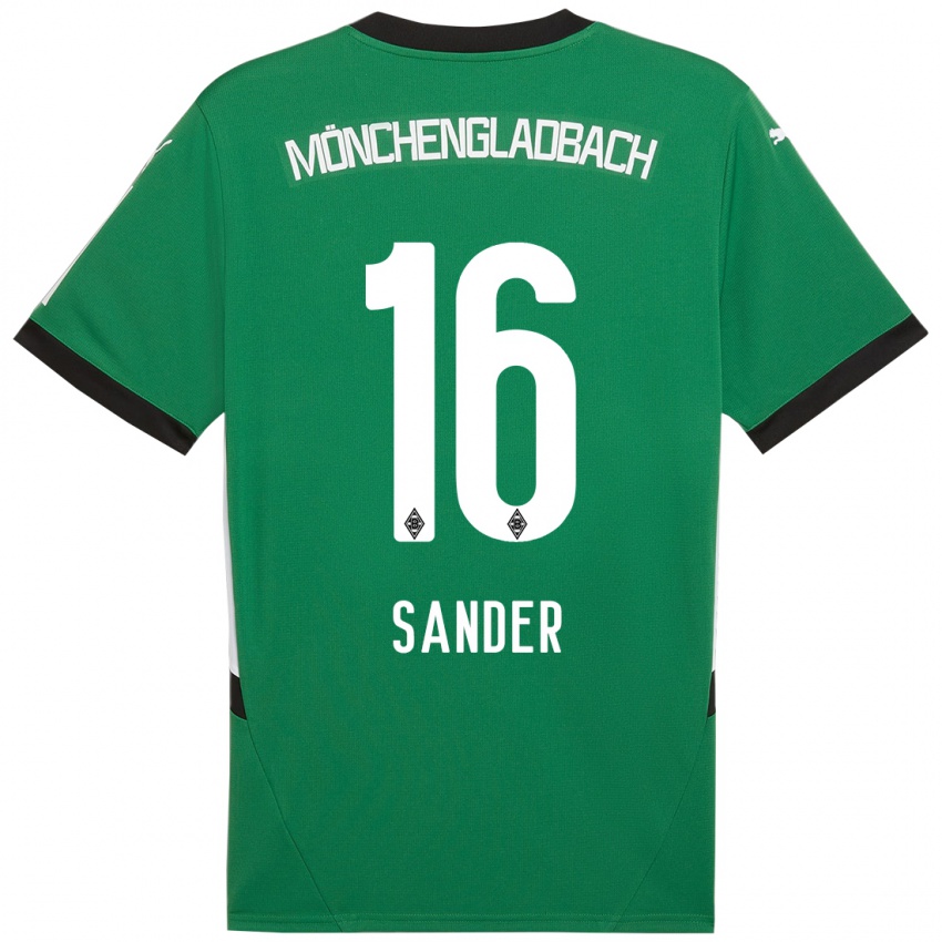 Gyermek Philipp Sander #16 Zöld Fehér Idegenbeli Jersey 2024/25 Mez Póló Ing