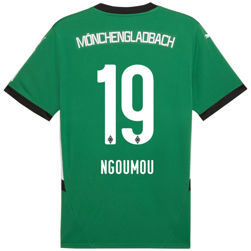 Gyermek Nathan Ngoumou #19 Zöld Fehér Idegenbeli Jersey 2024/25 Mez Póló Ing