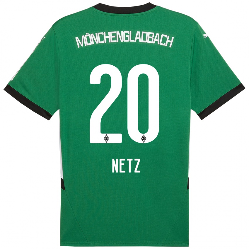 Gyermek Luca Netz #20 Zöld Fehér Idegenbeli Jersey 2024/25 Mez Póló Ing