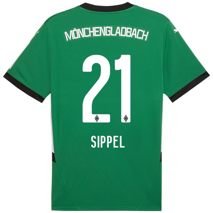 Gyermek Tobias Sippel #21 Zöld Fehér Idegenbeli Jersey 2024/25 Mez Póló Ing