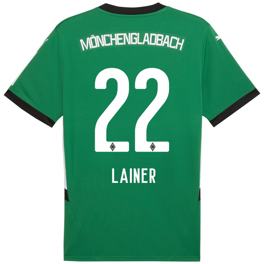 Gyermek Stefan Lainer #22 Zöld Fehér Idegenbeli Jersey 2024/25 Mez Póló Ing