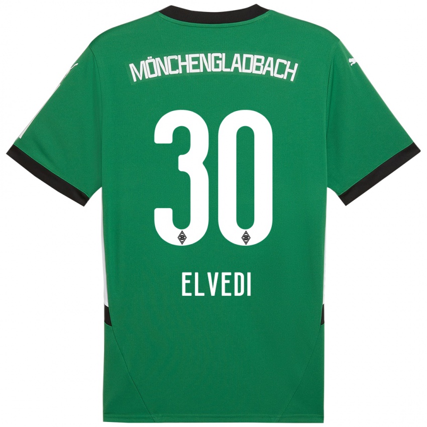 Gyermek Nico Elvedi #30 Zöld Fehér Idegenbeli Jersey 2024/25 Mez Póló Ing