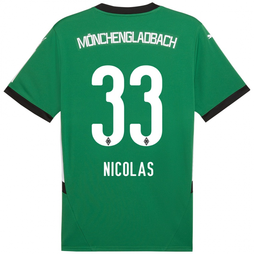 Gyermek Moritz Nicolas #33 Zöld Fehér Idegenbeli Jersey 2024/25 Mez Póló Ing