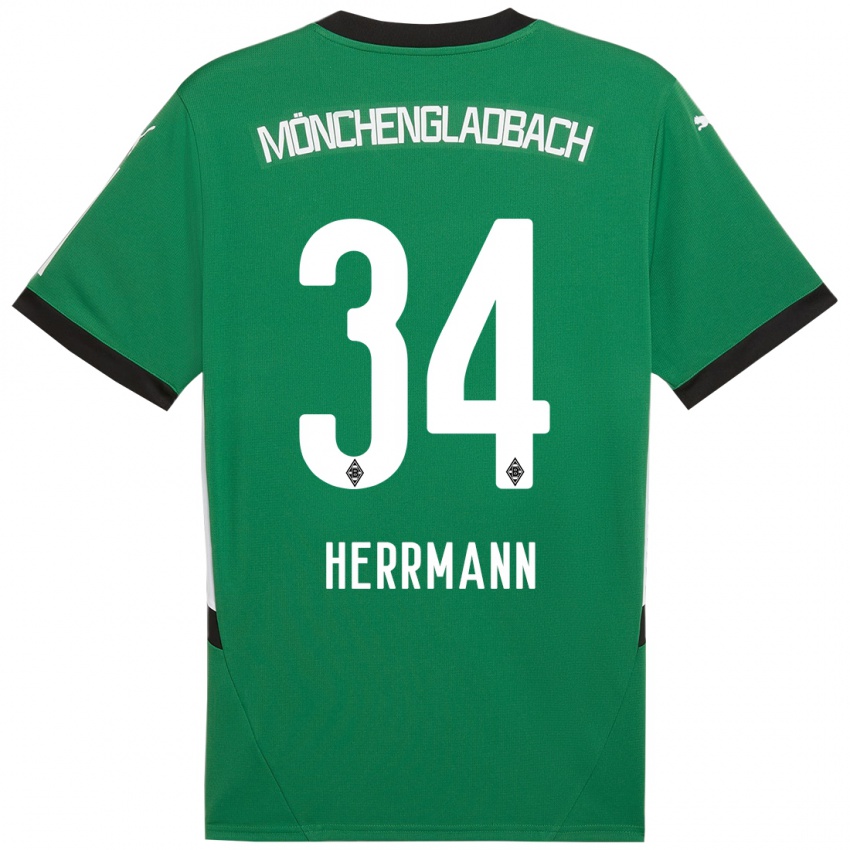 Gyermek Charles Herrmann #34 Zöld Fehér Idegenbeli Jersey 2024/25 Mez Póló Ing