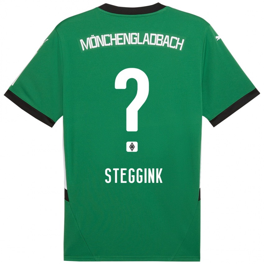 Gyermek Lennart Steggink #0 Zöld Fehér Idegenbeli Jersey 2024/25 Mez Póló Ing