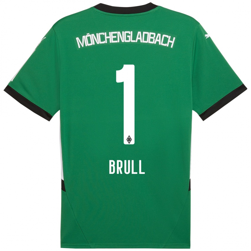 Gyermek Maximilian Brüll #1 Zöld Fehér Idegenbeli Jersey 2024/25 Mez Póló Ing