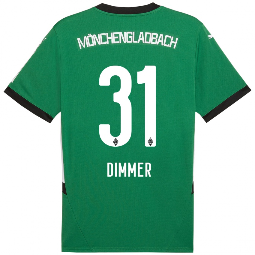 Gyermek Florian Dimmer #31 Zöld Fehér Idegenbeli Jersey 2024/25 Mez Póló Ing