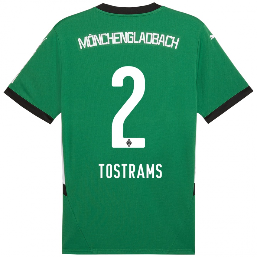 Gyermek Eva Tostrams #2 Zöld Fehér Idegenbeli Jersey 2024/25 Mez Póló Ing