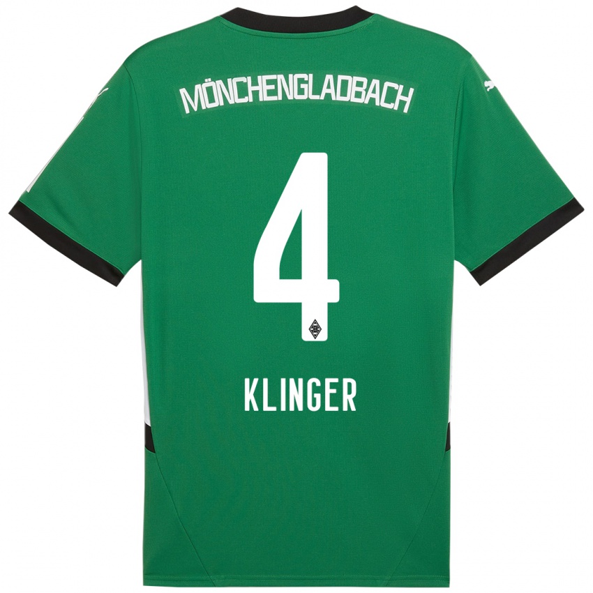 Gyermek Nina Klinger #4 Zöld Fehér Idegenbeli Jersey 2024/25 Mez Póló Ing