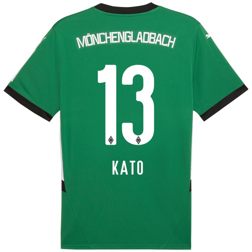 Gyermek Mizuho Kato #13 Zöld Fehér Idegenbeli Jersey 2024/25 Mez Póló Ing