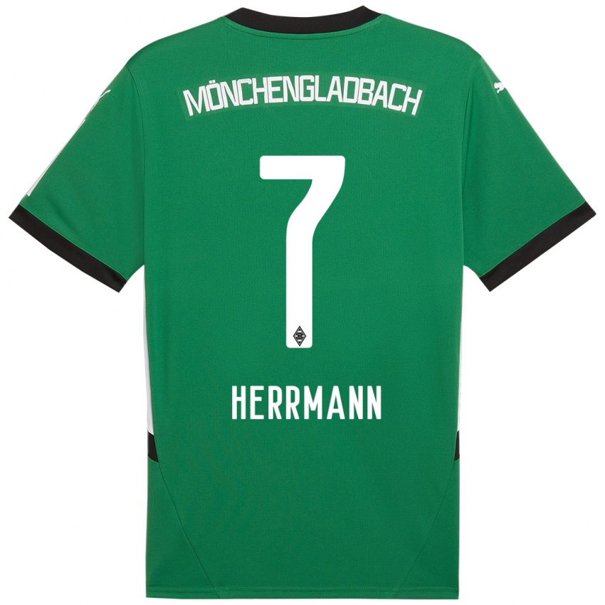 Gyermek Patrick Herrmann #7 Zöld Fehér Idegenbeli Jersey 2024/25 Mez Póló Ing