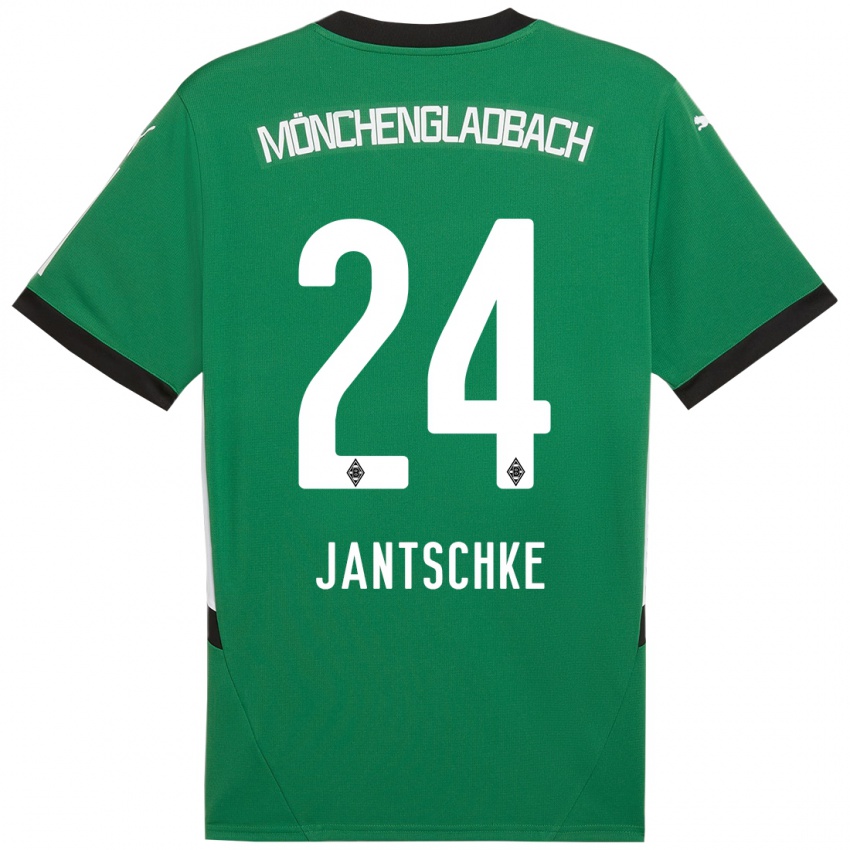 Gyermek Tony Jantschke #24 Zöld Fehér Idegenbeli Jersey 2024/25 Mez Póló Ing