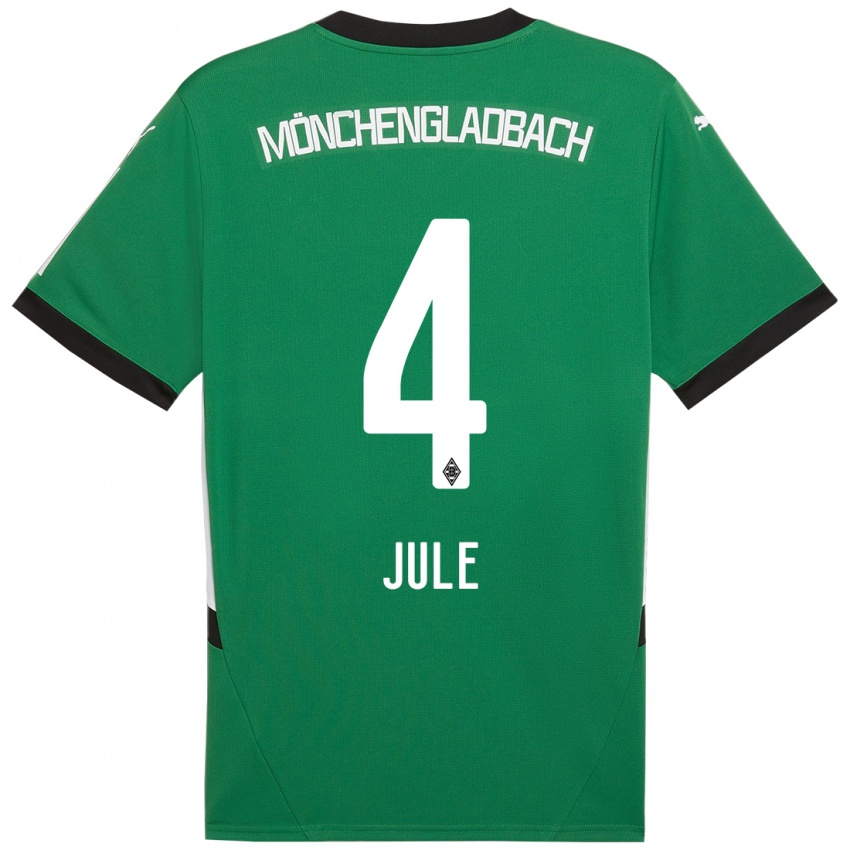 Gyermek Jule Dallmann #4 Zöld Fehér Idegenbeli Jersey 2024/25 Mez Póló Ing