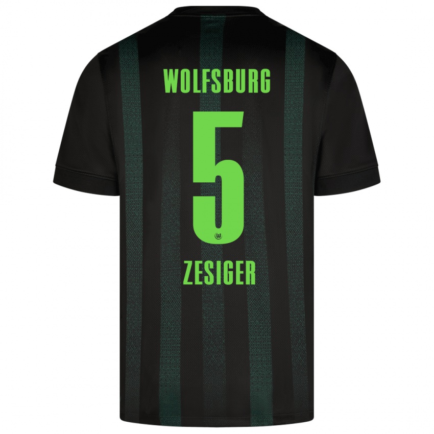 Gyermek Cédric Zesiger #5 Sötétzöld Idegenbeli Jersey 2024/25 Mez Póló Ing