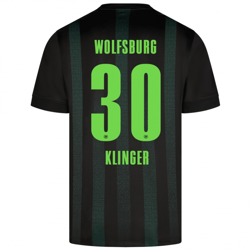 Gyermek Niklas Klinger #30 Sötétzöld Idegenbeli Jersey 2024/25 Mez Póló Ing