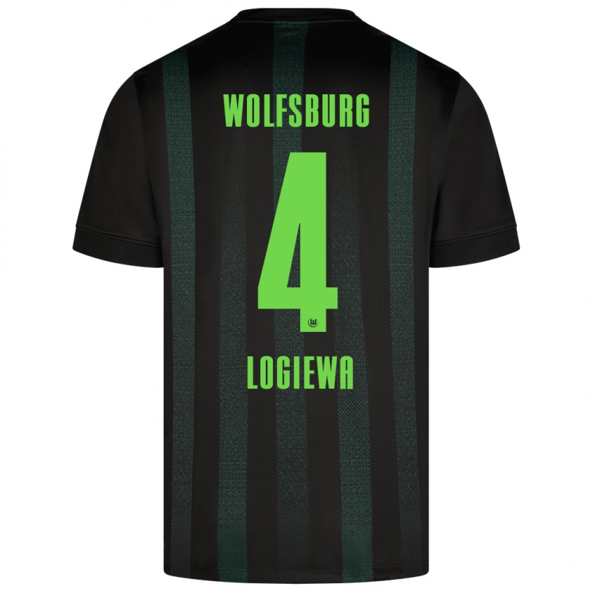 Gyermek Luca Logiewa #4 Sötétzöld Idegenbeli Jersey 2024/25 Mez Póló Ing