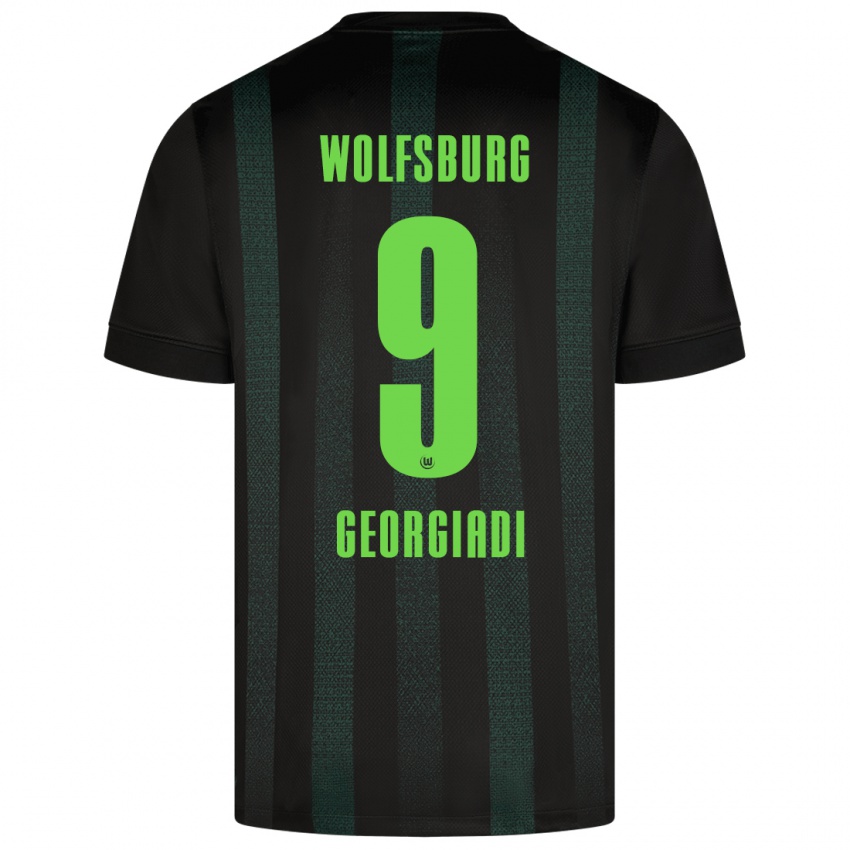 Gyermek Alexander Georgiadi #9 Sötétzöld Idegenbeli Jersey 2024/25 Mez Póló Ing