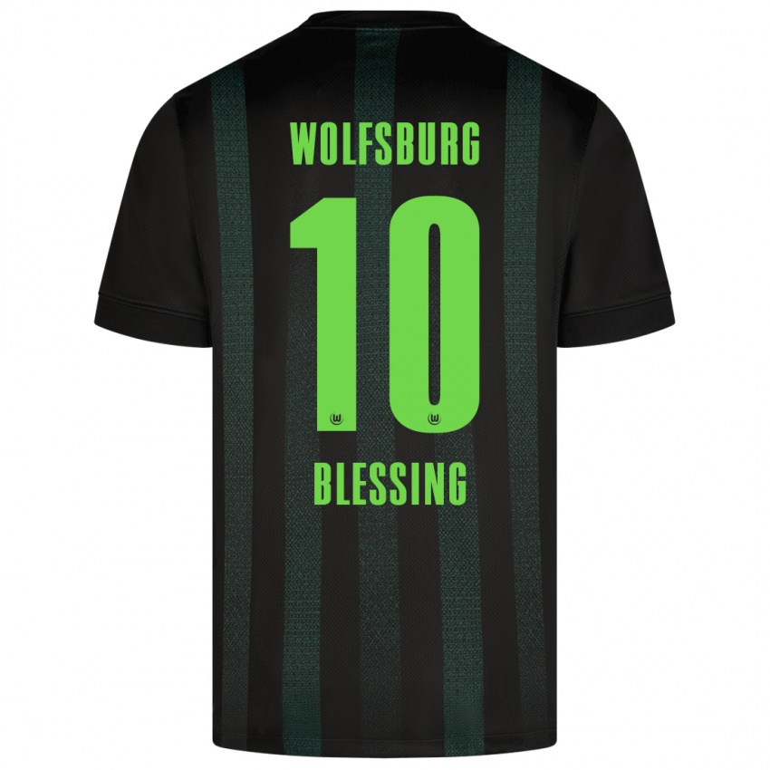 Gyermek Èlisée Blessing #10 Sötétzöld Idegenbeli Jersey 2024/25 Mez Póló Ing