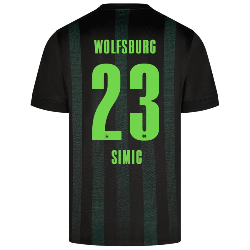 Gyermek Karlo Simic #23 Sötétzöld Idegenbeli Jersey 2024/25 Mez Póló Ing