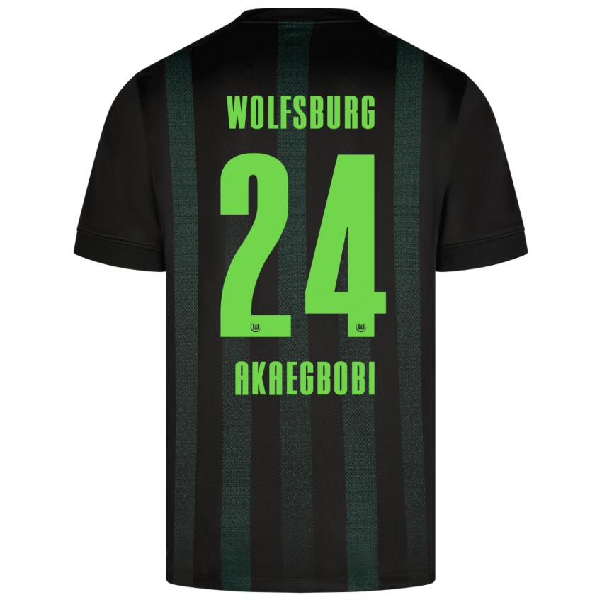 Gyermek Jonathan Akaegbobi #24 Sötétzöld Idegenbeli Jersey 2024/25 Mez Póló Ing