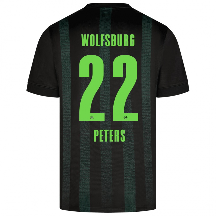 Gyermek Laurin Peters #22 Sötétzöld Idegenbeli Jersey 2024/25 Mez Póló Ing