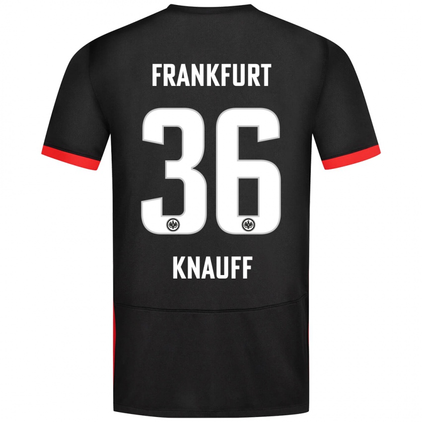 Gyermek Ansgar Knauff #36 Fekete Idegenbeli Jersey 2024/25 Mez Póló Ing