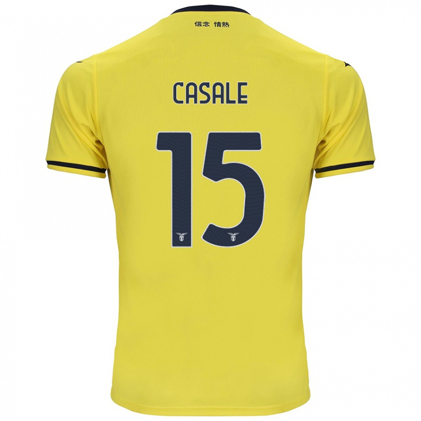 Gyermek Nicolò Casale #15 Sárga Idegenbeli Jersey 2024/25 Mez Póló Ing