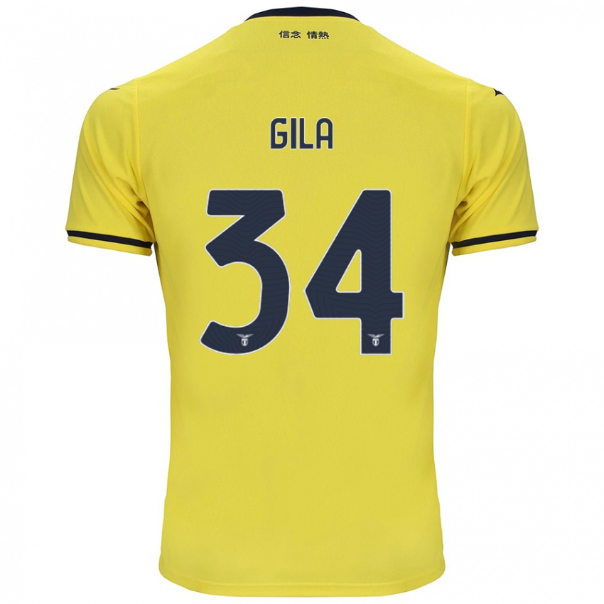 Gyermek Mario Gila #34 Sárga Idegenbeli Jersey 2024/25 Mez Póló Ing