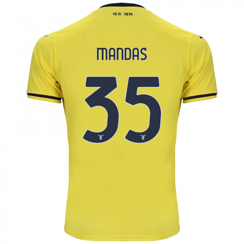 Gyermek Christos Mandas #35 Sárga Idegenbeli Jersey 2024/25 Mez Póló Ing