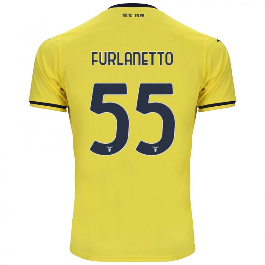 Gyermek Alessio Furlanetto #55 Sárga Idegenbeli Jersey 2024/25 Mez Póló Ing