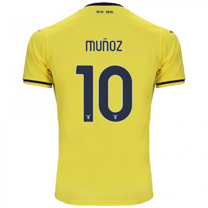 Gyermek Cristo Muñoz #10 Sárga Idegenbeli Jersey 2024/25 Mez Póló Ing